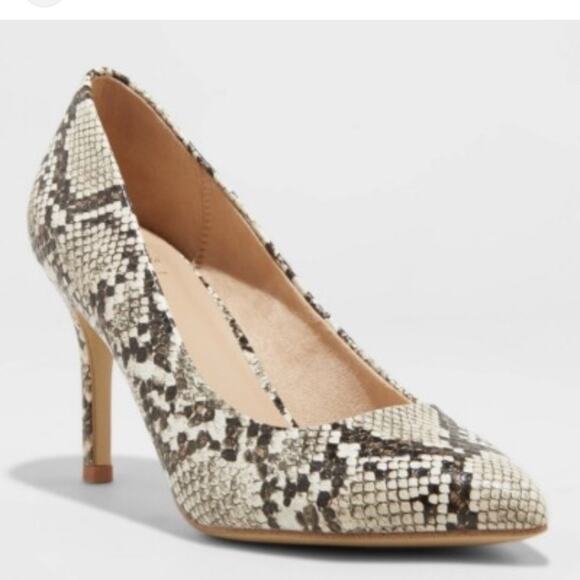 a new day GEMMA Snake Black & Cream Animal print Heels NEW Size 8 - Picture 12 of 12